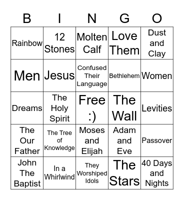 Bible Bingo  Bingo Card