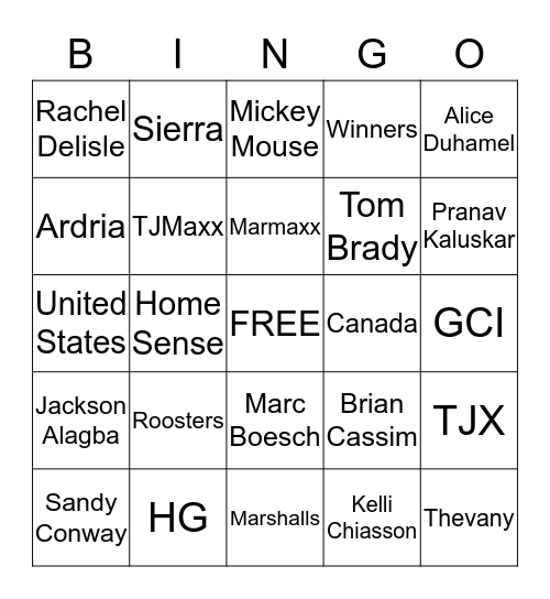 GCI TEAM WEEK BINGO Card