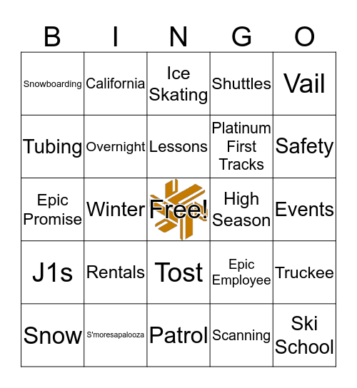 Northstar Bingo Card