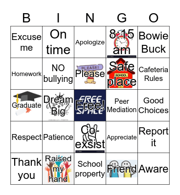 Behavior Bingo Card