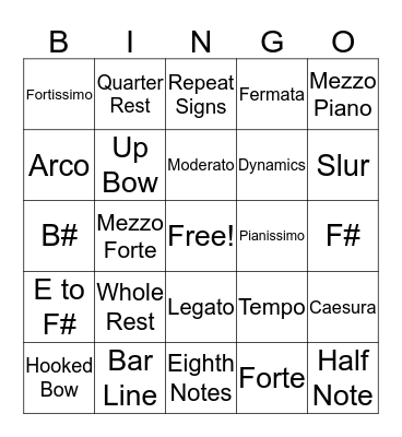 Music Terms & Symbols Bingo Card