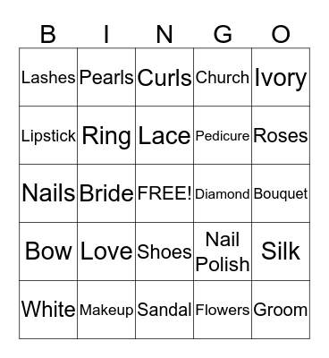 BRIDAL BINGO Card