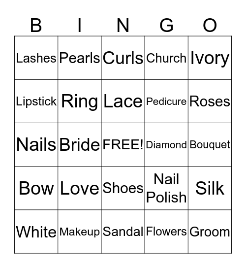 BRIDAL BINGO Card