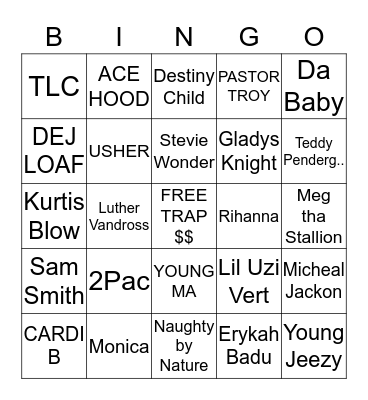 Old School vs. New School (Hip-Hop and R&B) Bingo Card