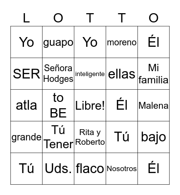 LOTERIA - SER Bingo Card