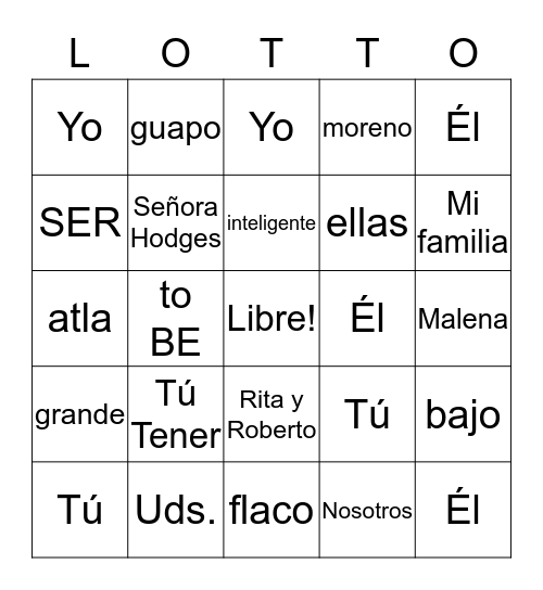 LOTERIA - SER Bingo Card