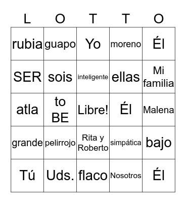 LOTERIA - SER Bingo Card