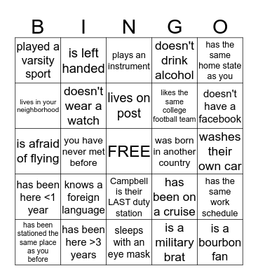 Find Someone Who... Bingo Card