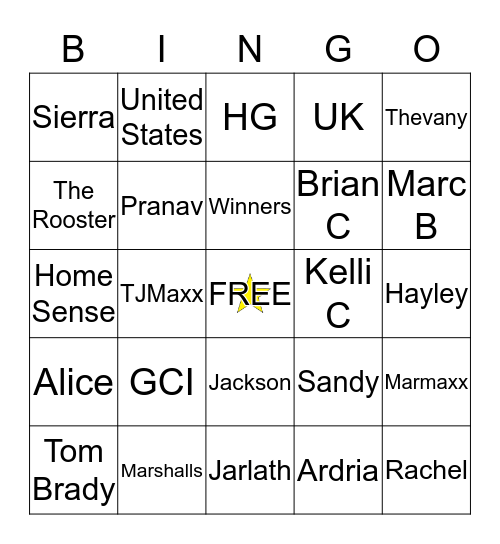 GCI TEAM WEEK BINGO Card