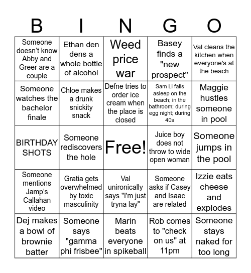 High Tide Bingo 2020 Bingo Card