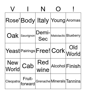 WINE GAMES WITH AMBER Bingo Card