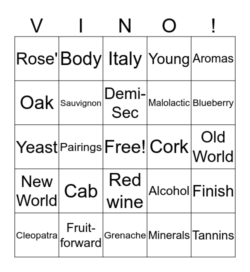 WINE GAMES WITH AMBER Bingo Card