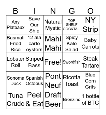 Optimist Bingo Card