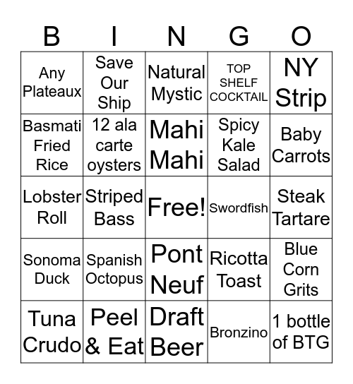 Optimist Bingo Card