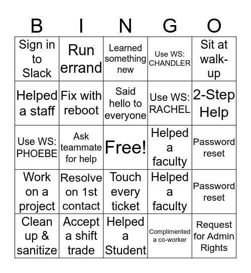 Techie Bingo  Bingo Card