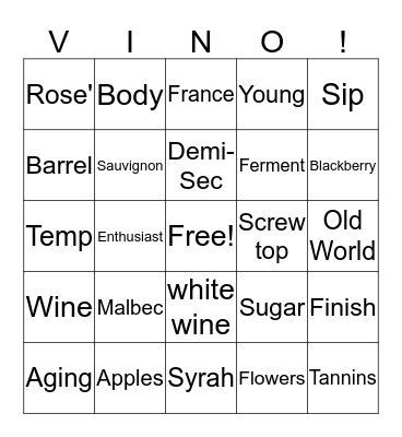 WINE GAMES WITH AMBER Bingo Card