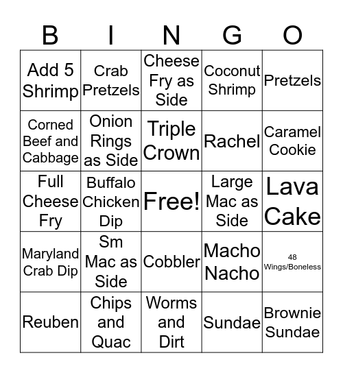 Go Get'm Champ Bingo Card