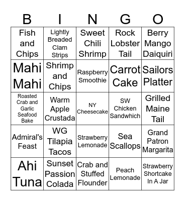 Let's get Serious about Seafood!! Bingo Card
