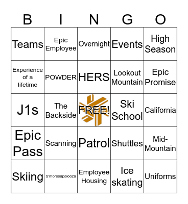 Northstar Bingo Card