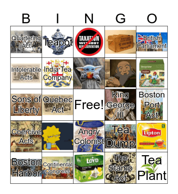 Tea Bingo Card