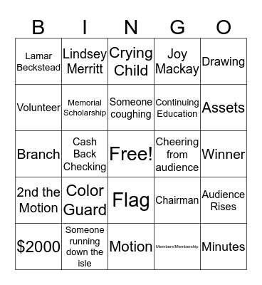 JCU Annual Meeting Bingo Card