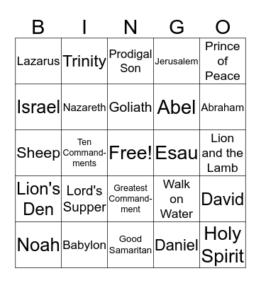 Bible Bingo Card