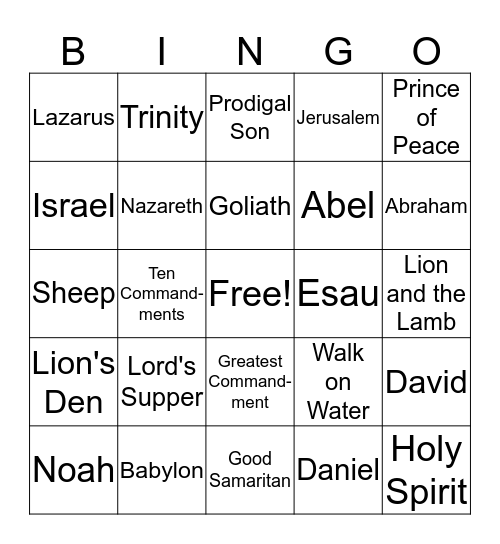 Bible Bingo Card