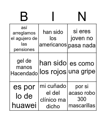 CORONABINGO Card
