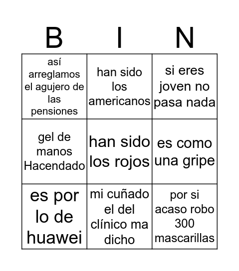 CORONABINGO Card