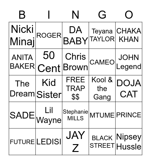 T R A P BINGO ( Old school vs. New school ) Bingo Card