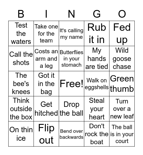 Idioms Bingo! Bingo Card