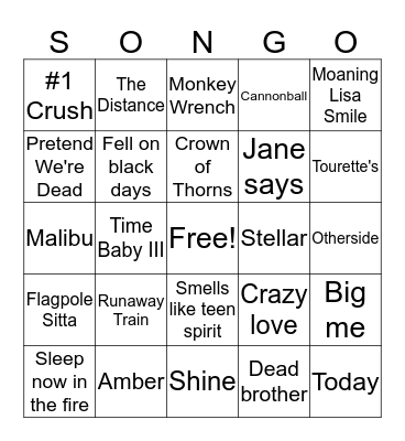 Grunge Round Three Bingo Card