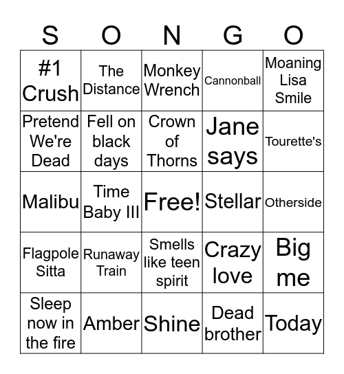 Grunge Round Three Bingo Card