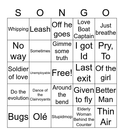 Grunge Round Four Bingo Card