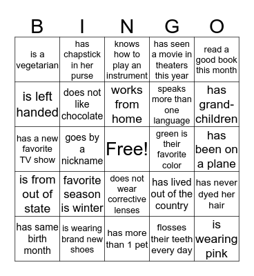 Find someone who... Bingo Card