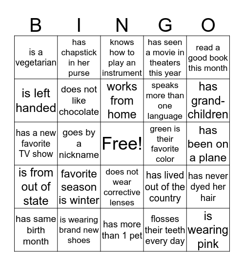 Find someone who... Bingo Card