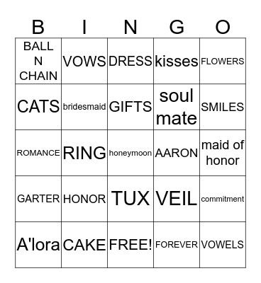 A'LORA & AARON Bingo Card