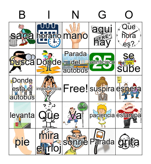 Tomando el Autobus Bingo Card