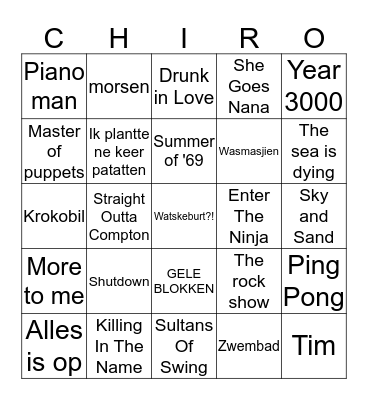 Muziekbingo Card