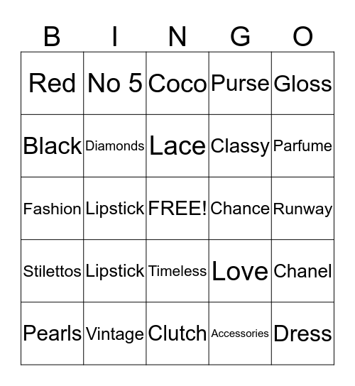 Classy & Fabulous Bingo Card