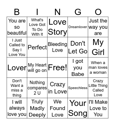 Radio Bridal Bingo Card