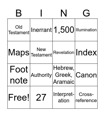 The Bible Bingo Card