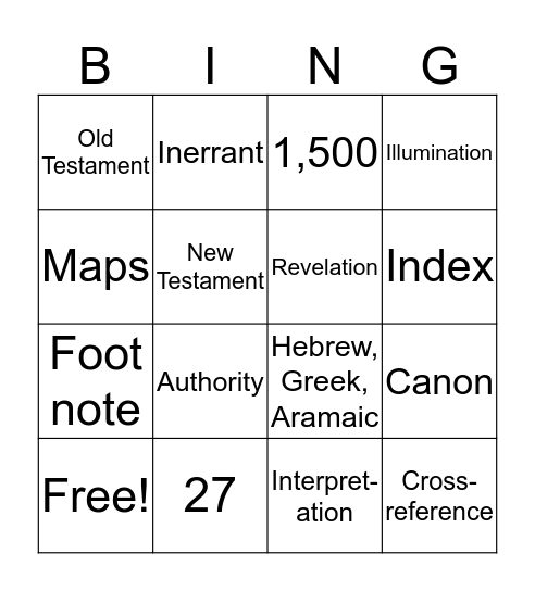 The Bible Bingo Card