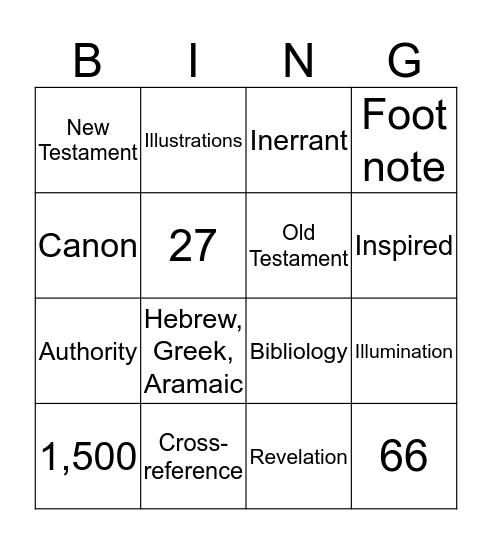 The Bible Bingo Card