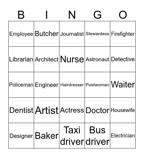 A job or An job? Bingo Card