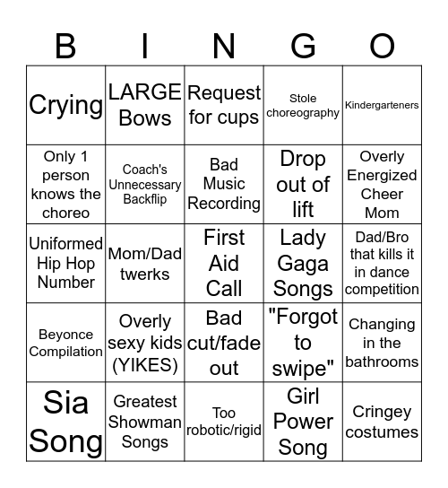 CHEER BINGO Card
