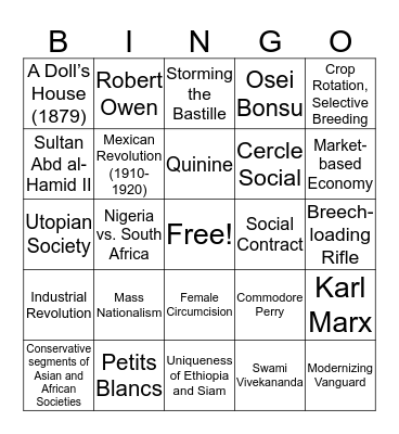 WHAP Period 3 Vocab Bingo Card