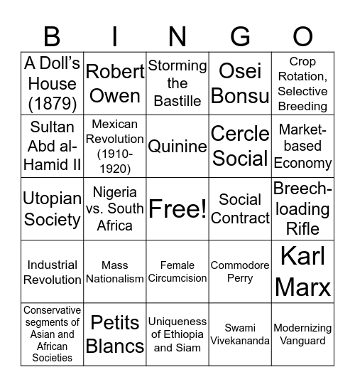 WHAP Period 3 Vocab Bingo Card
