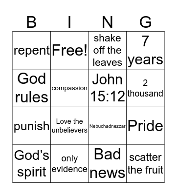 Daniel 4 Bingo Card