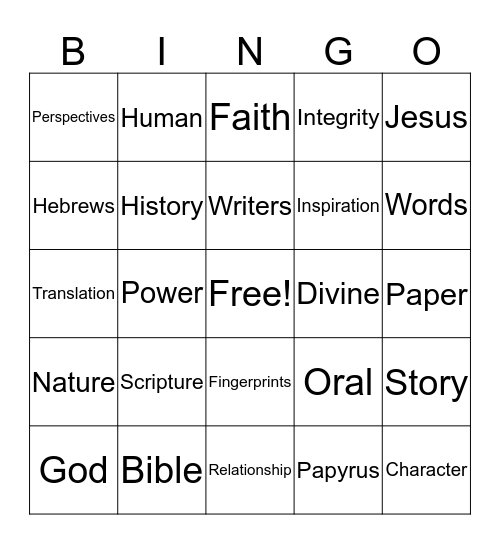 Making Sense of the Bible Bingo Card